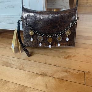 NWT Patricia Nash Antique Gold Crossbody Coins